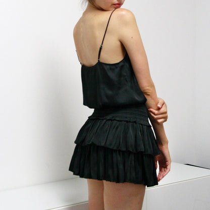 Mystra Silky Smocked Layered Skirt