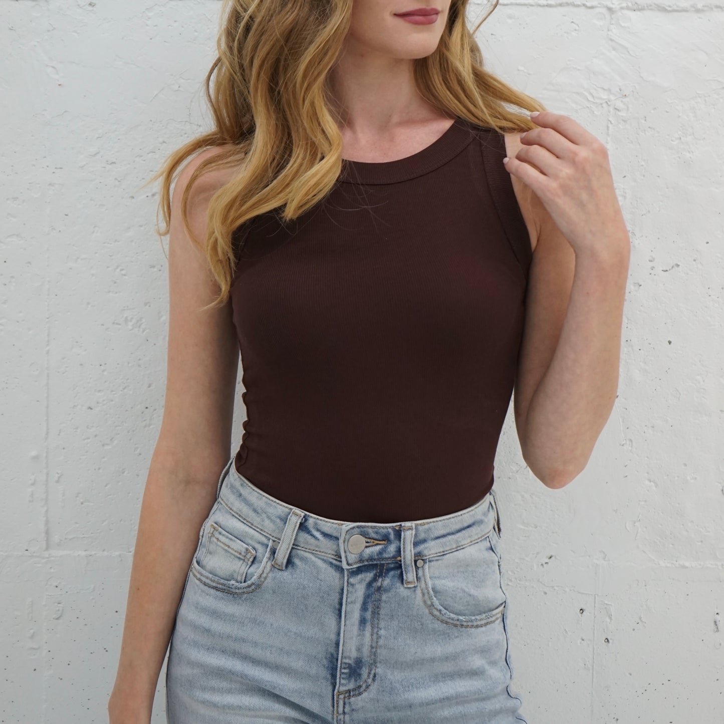 Highneck Form Fitting Tank