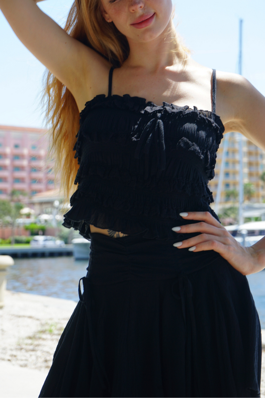 Paola Eyelet Ruffled Top