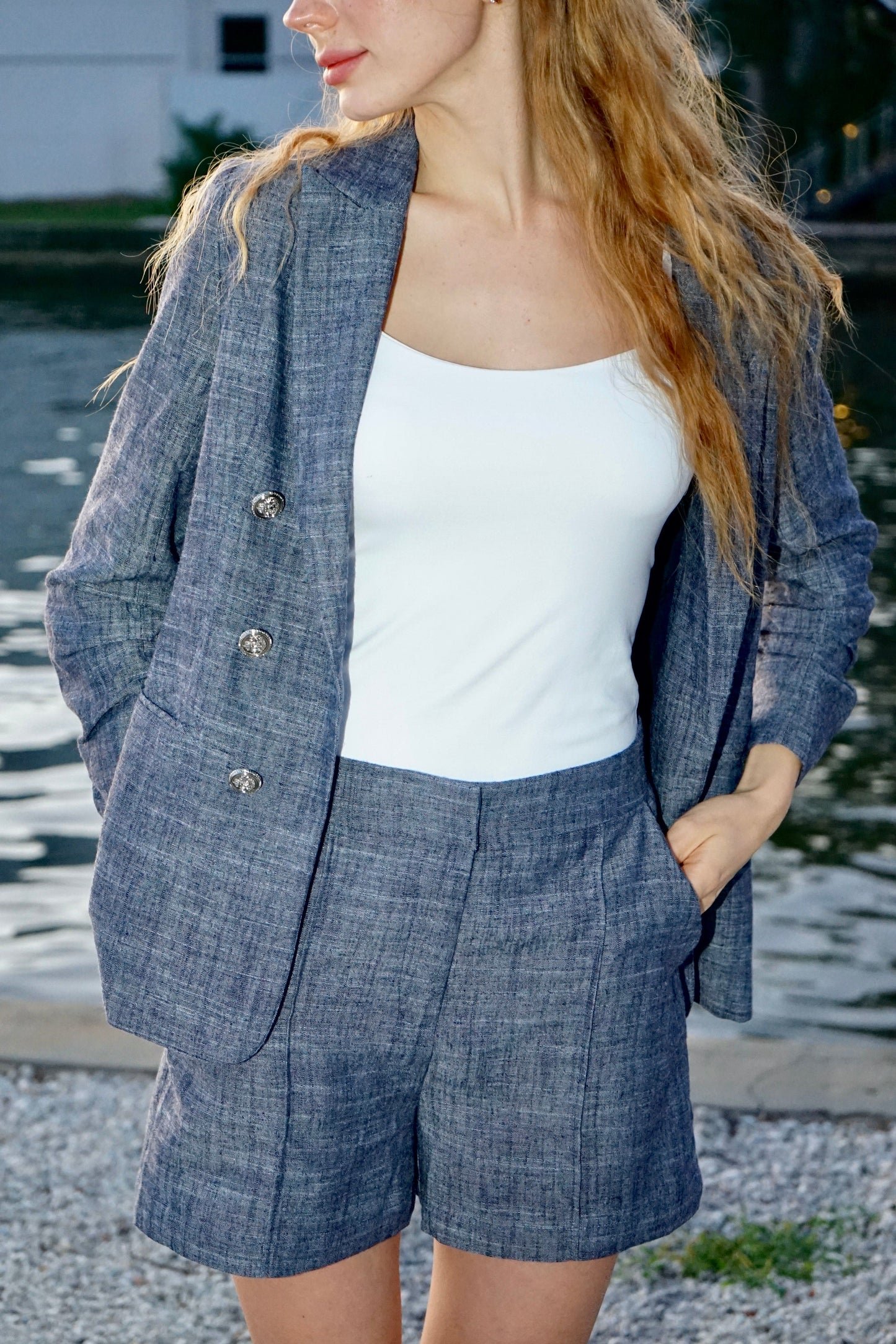 Italian linen button blazer