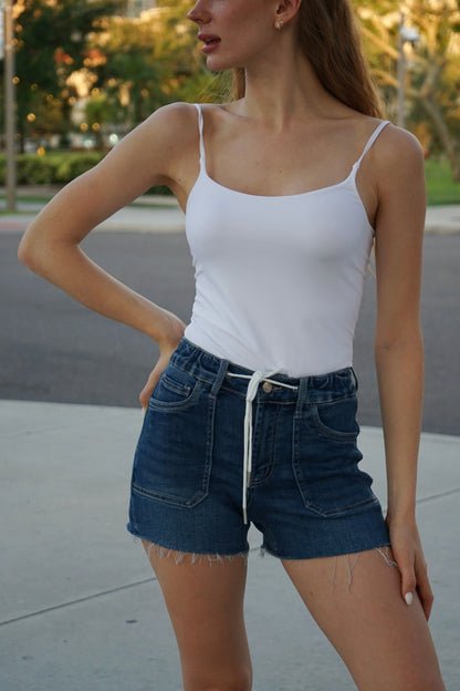 Drawstring Denim Short