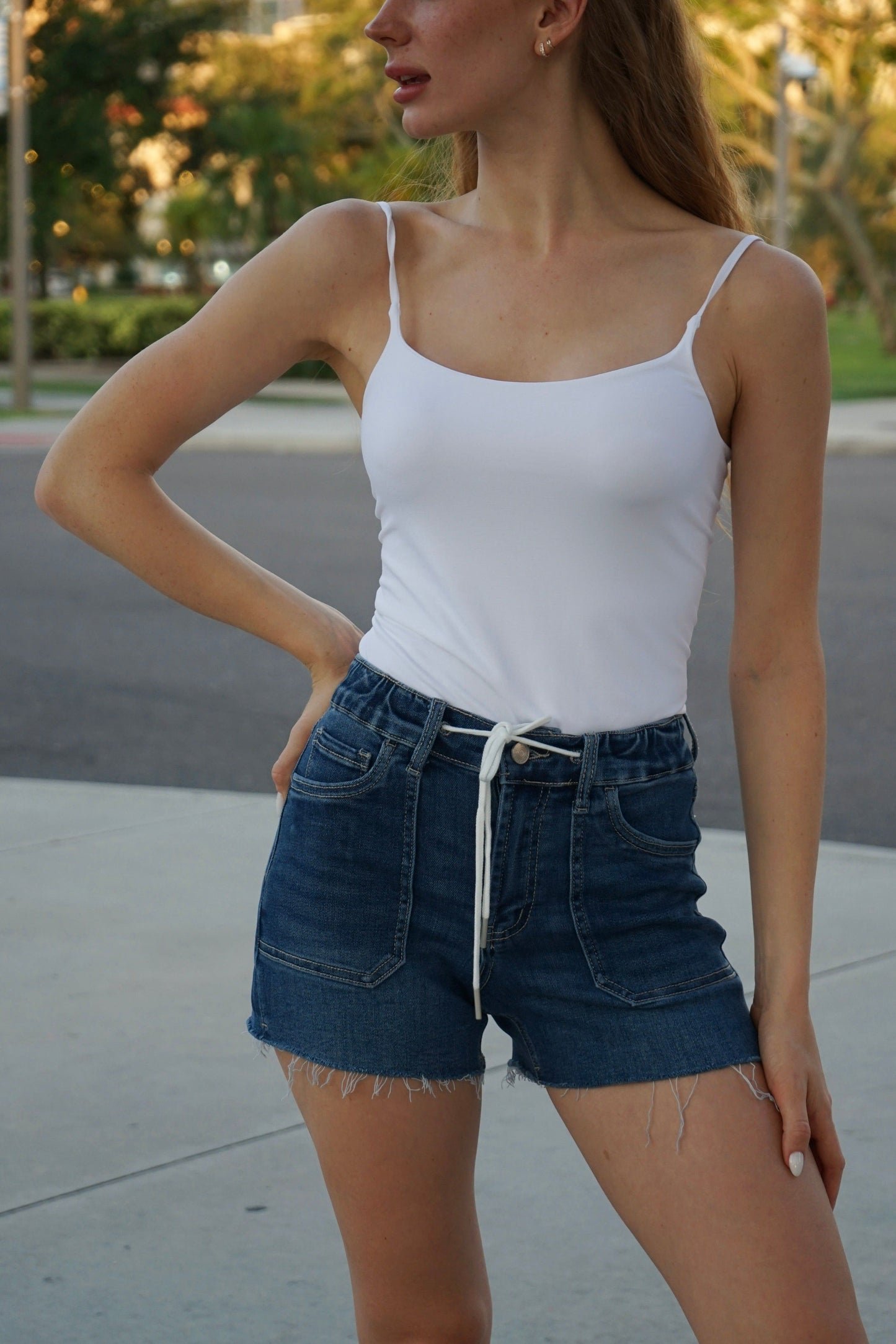 Drawstring Denim Short