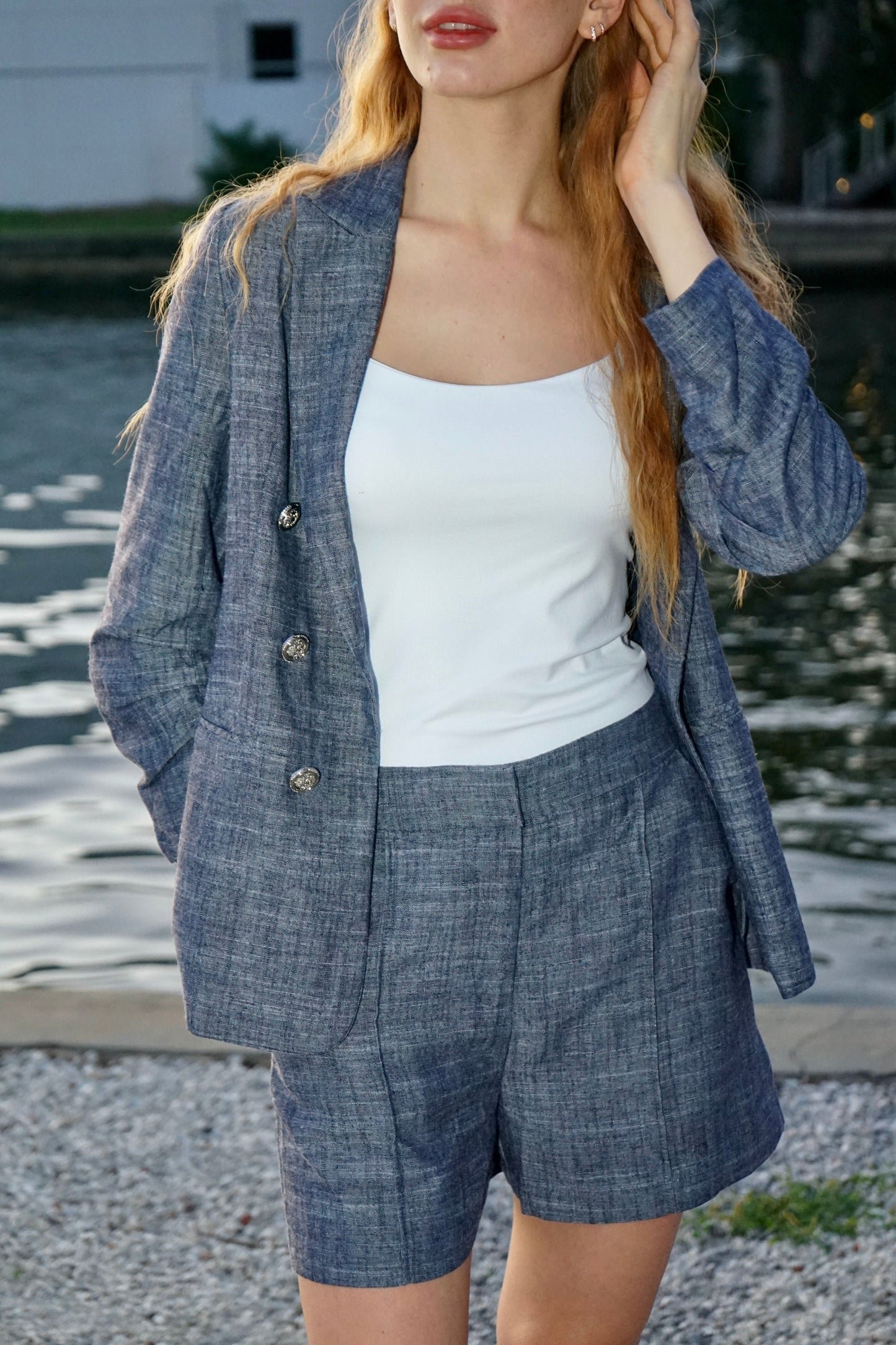 Italian linen button blazer